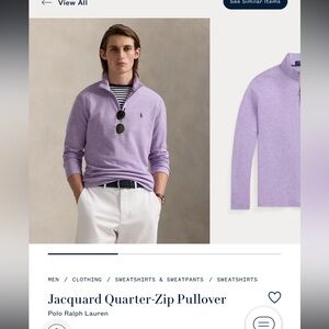 Ralph Lauren Purple Zip Up Sweater Classic Style